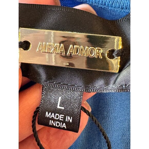 Alexia Admor Shirt Women Large Blue Floral Embroidered Long Sleeve Top NWT Boho - Picture 8 of 11